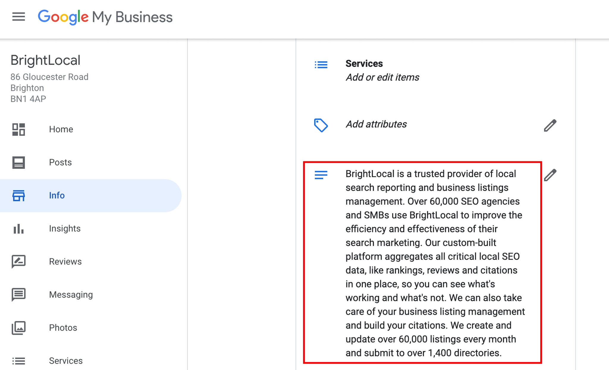 BrightLocal GMB