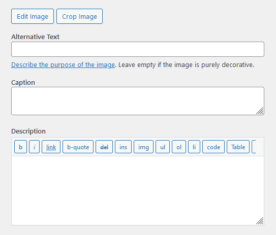 WordPress areas for Alt and Image options